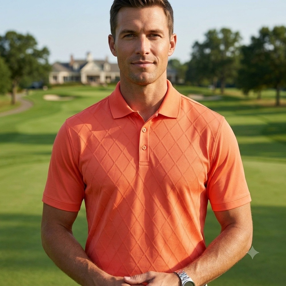 NEW Nike Golf FIT DRY Polo Shirt Mens XL Peach Diamond Texture  256485-622